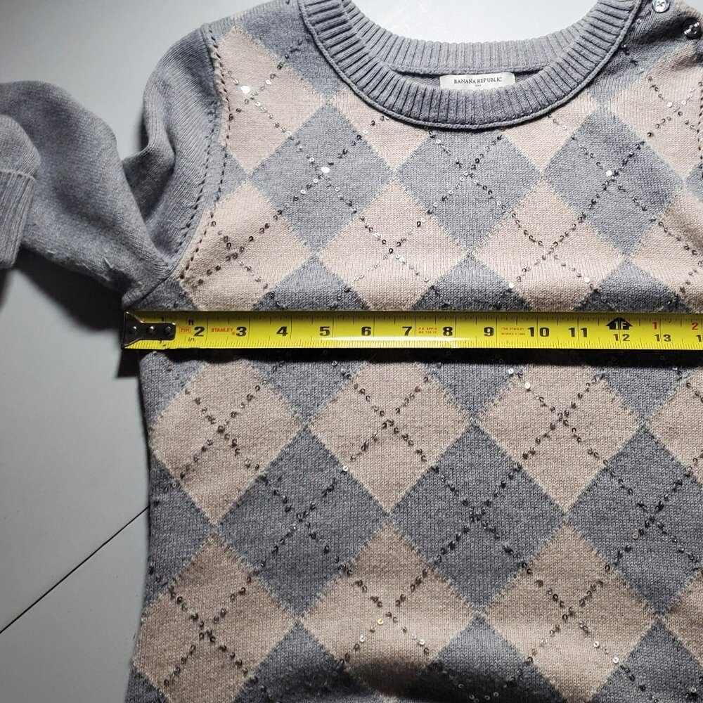 Banana Republic argyle sweater with Sequin Size Medium - Picture 8 of 16